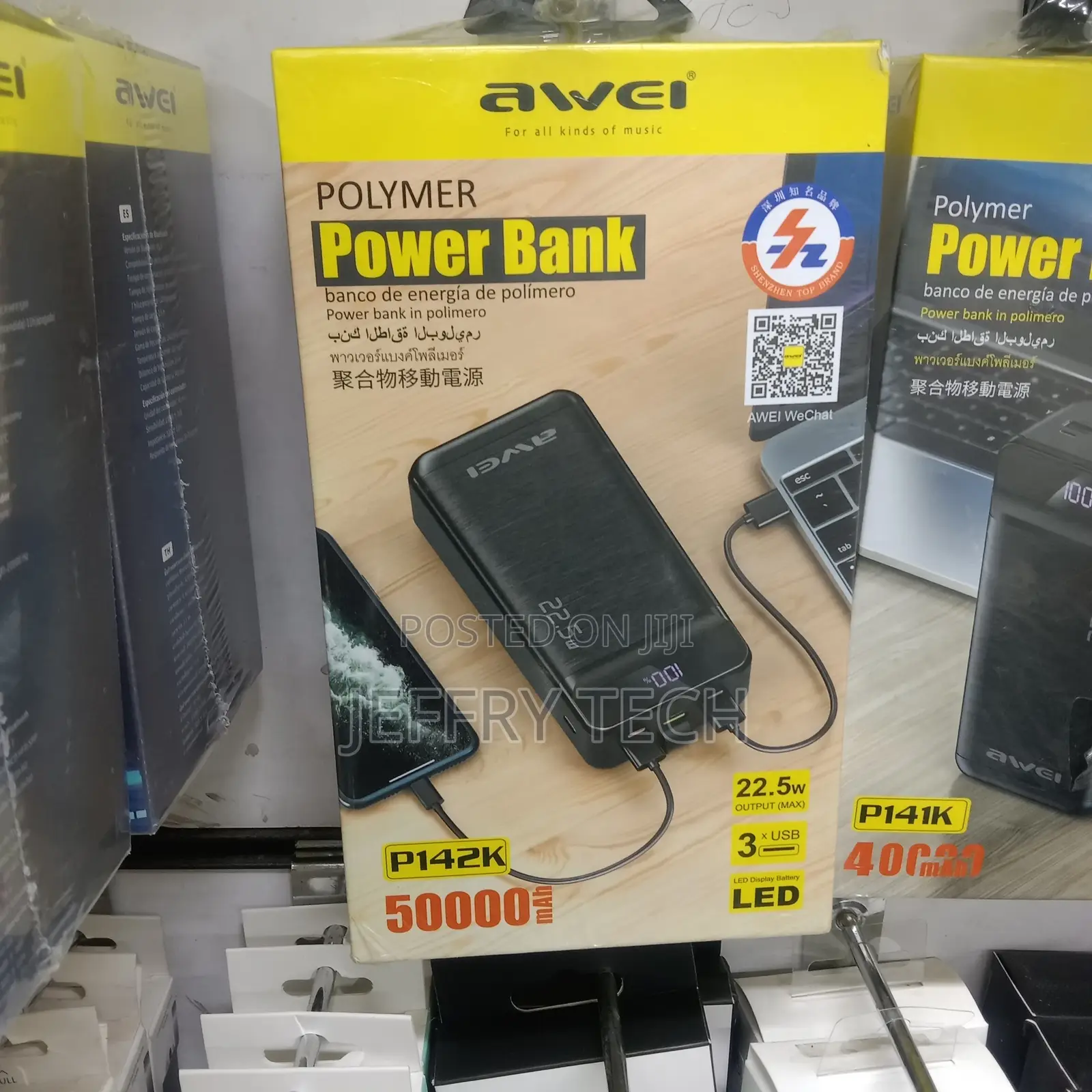 Awei P142K Portable Polymer Powerbank 50000mah 22.5W Fast Ch