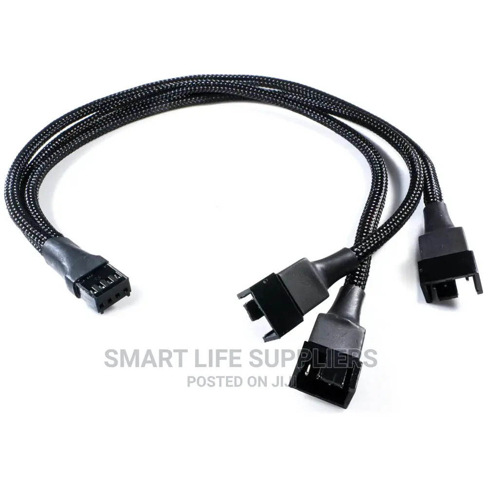 4-Pin 3-Way PWM Sleeved Computer Case Fan Splitter
