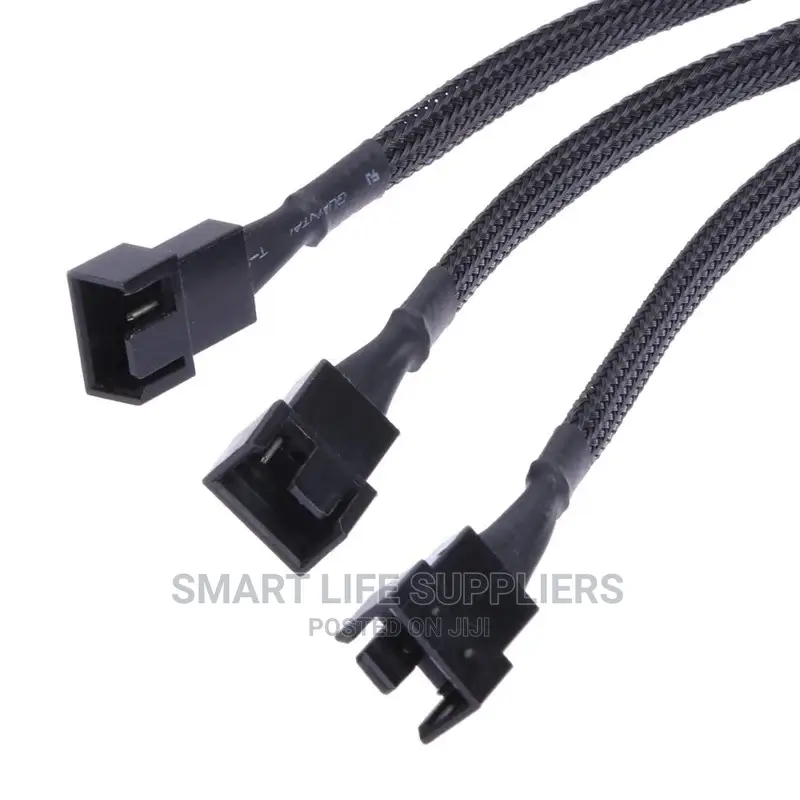 4-Pin 3-Way PWM Sleeved Computer Case Fan Splitter