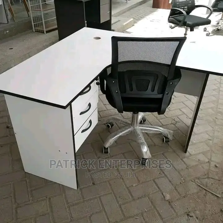 Executive Office Lshaped Desk 4 by 4 Fitts Plus Mesh Chair