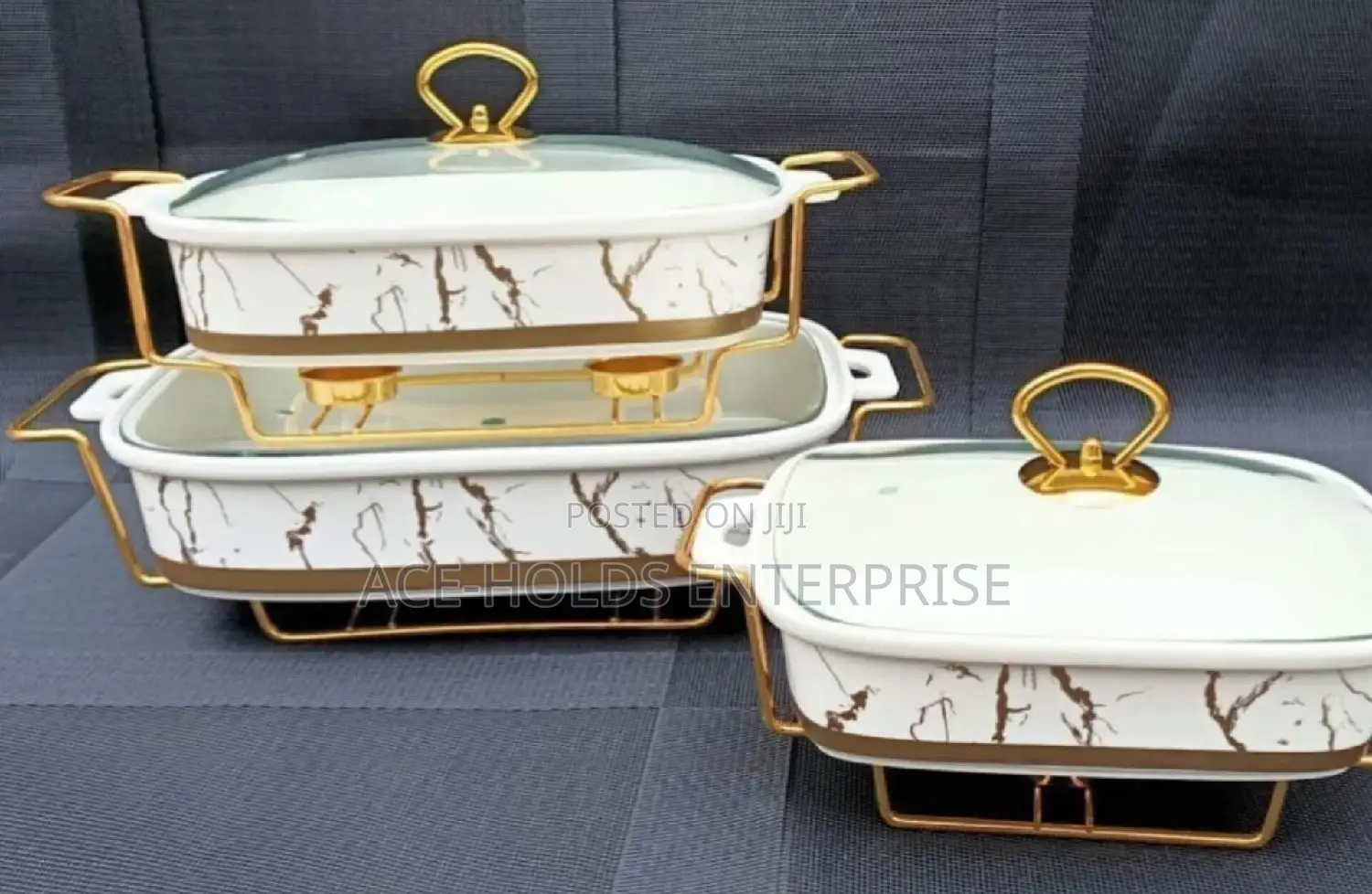 Set of 3 Ceramic Chaffing Dishes