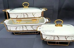 Set of 3 Ceramic Chaffing Dishes