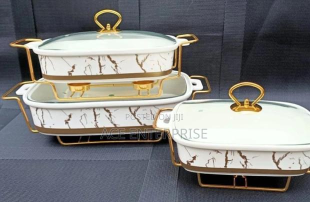 Set of 3 Ceramic Chaffing Dishes - main view