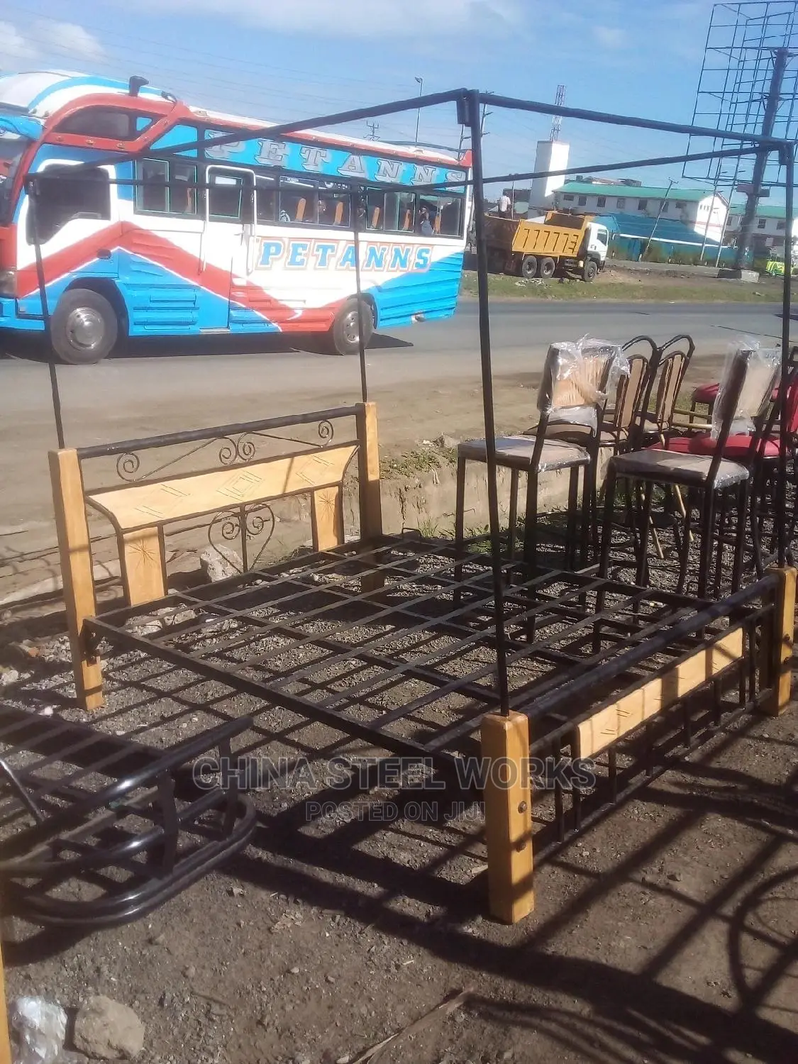 4 by 6 Metalic Frame Hardwood Stands With Net Stand