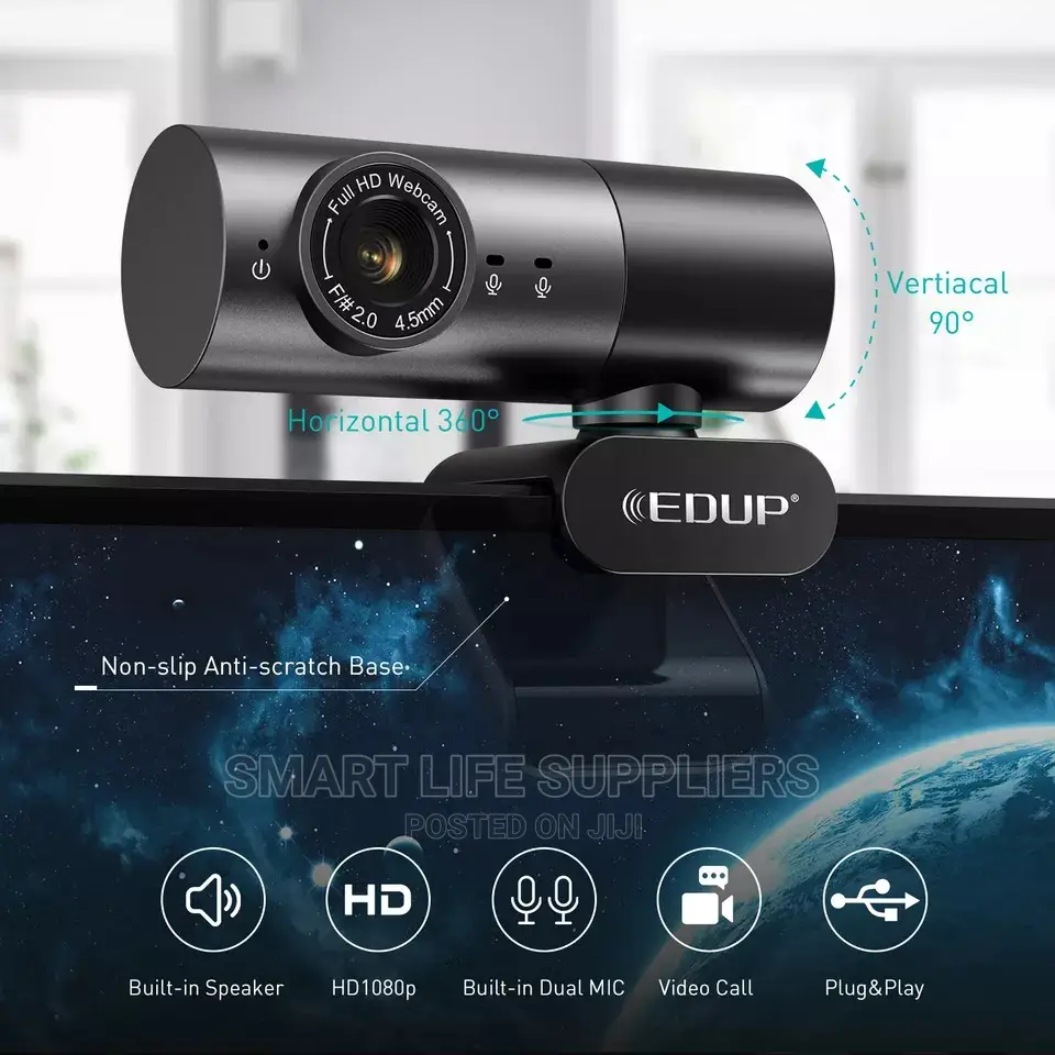 1080P Webcam Video Camera Dual Noise Cancelling Mic