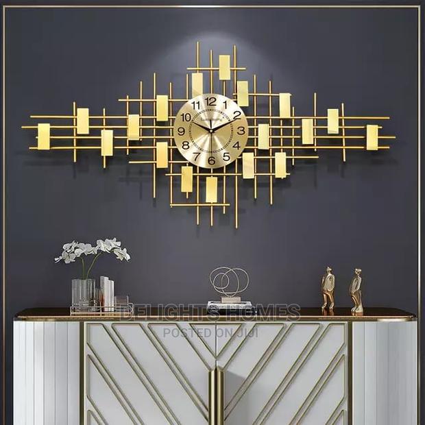Large Gold Metal Sunburst Wall Clock