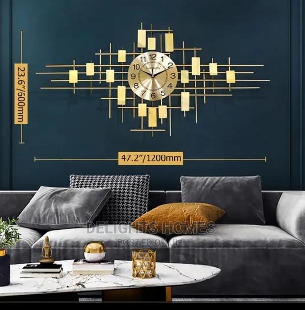Large Gold Metal Sunburst Wall Clock - thumbnail 2