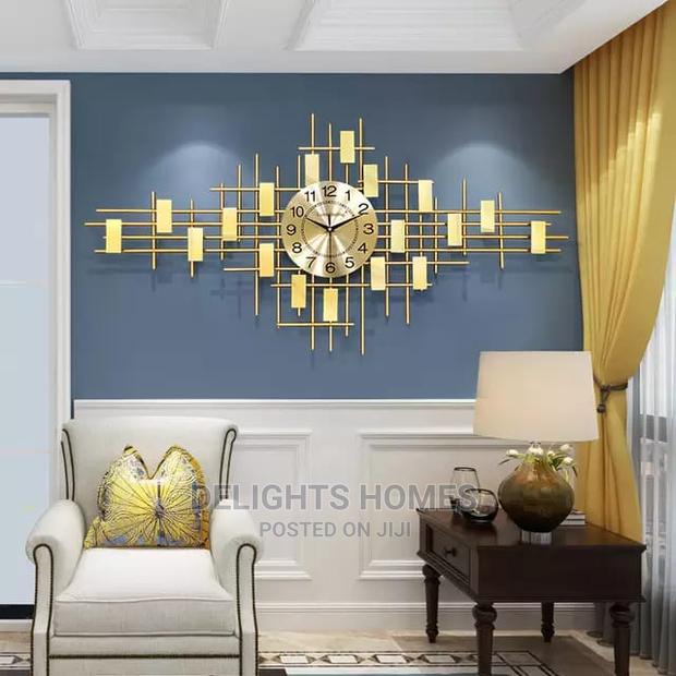 Large Gold Metal Sunburst Wall Clock - thumbnail 5