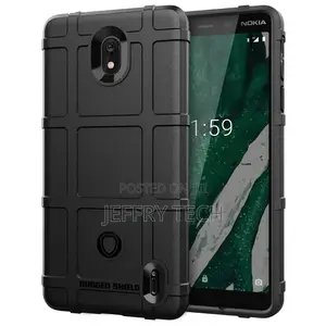 Grid Texture Tough Shockproof Case for Nokia 1 Plus - Black