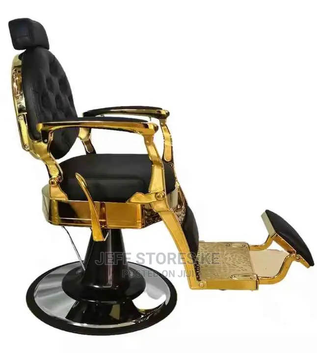 Golden Plated Reclining Barber Chairs