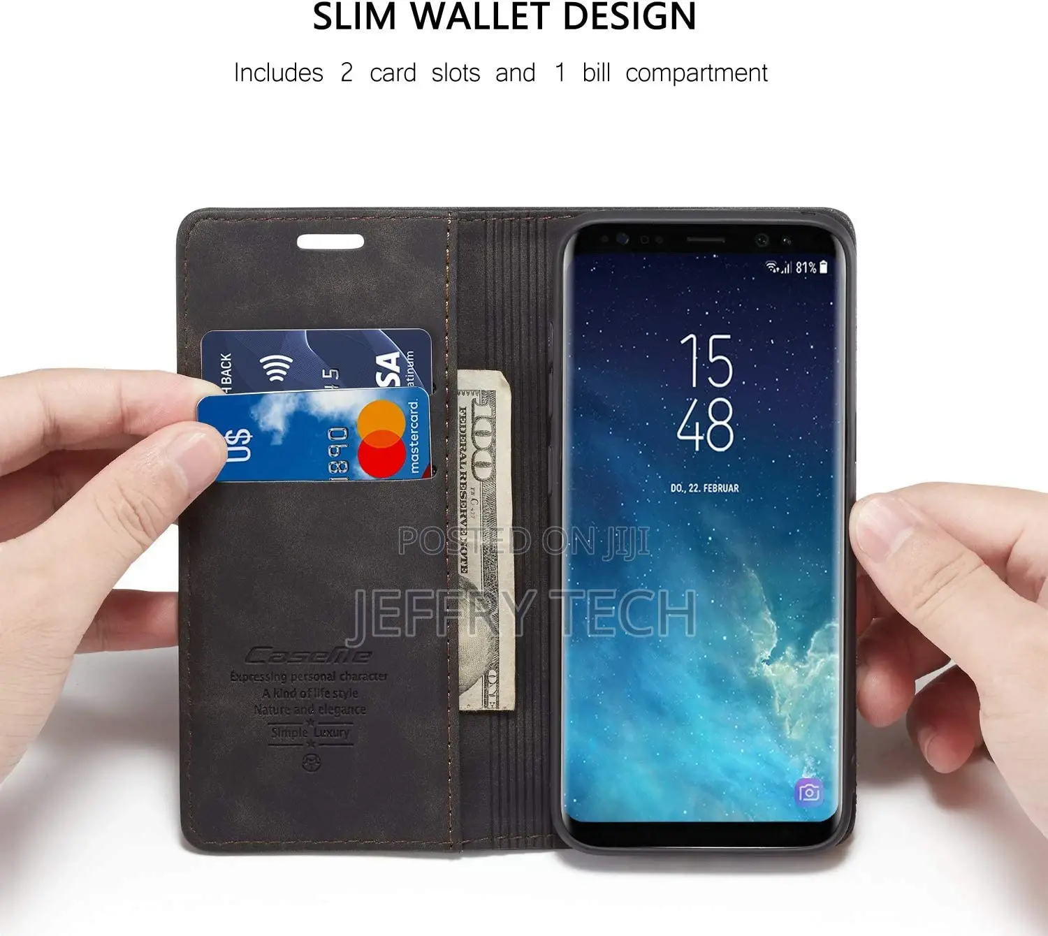 Samsung Galaxy S8 Wallet Case, Magnetic Stand Flip Case, Lea