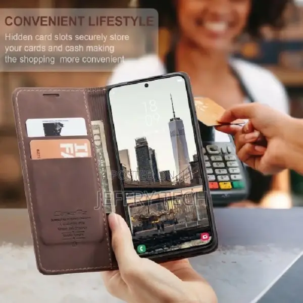Leather Magnetic Case Card Slot for Samsung Galaxy S22 (Wine