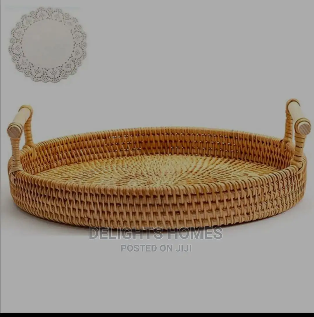 Natural Rustic Rattan Serving Tray