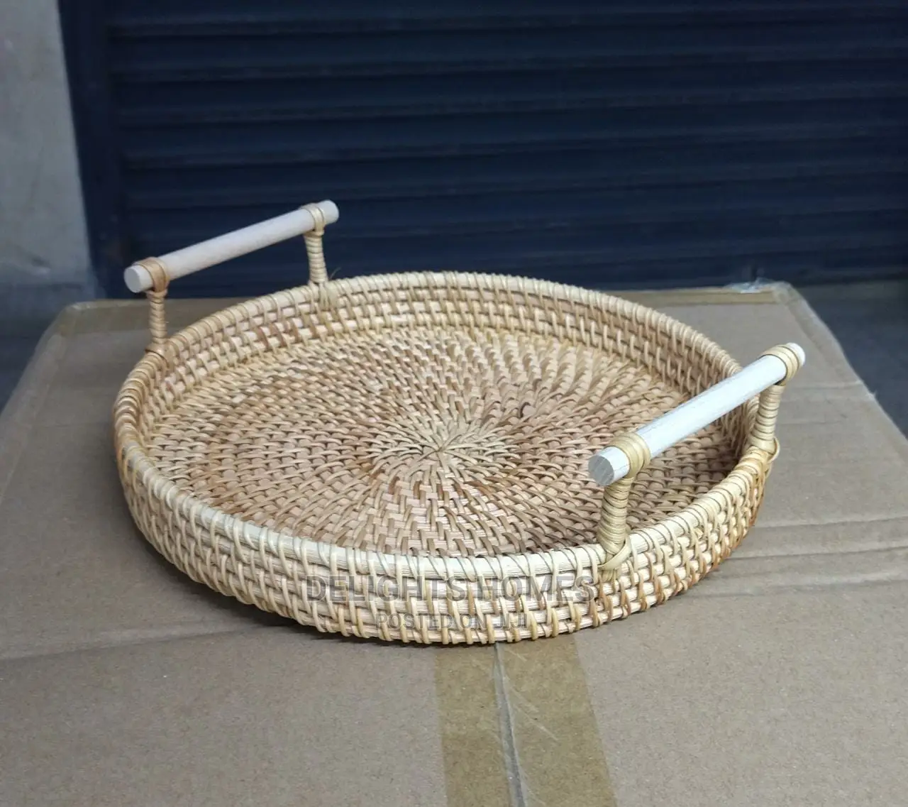Natural Rustic Rattan Serving Tray