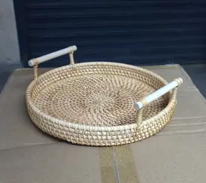 Natural Rustic Rattan Serving Tray