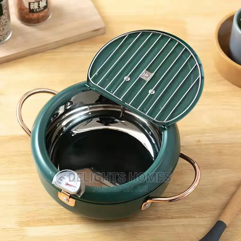 Nordic Green Coloured 3.4l Frying Pot With Thermometer