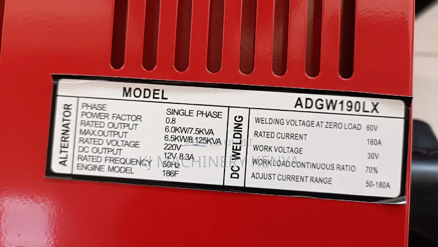 7.5kva Diesel Welder Generator - Single Phase /180 Amps