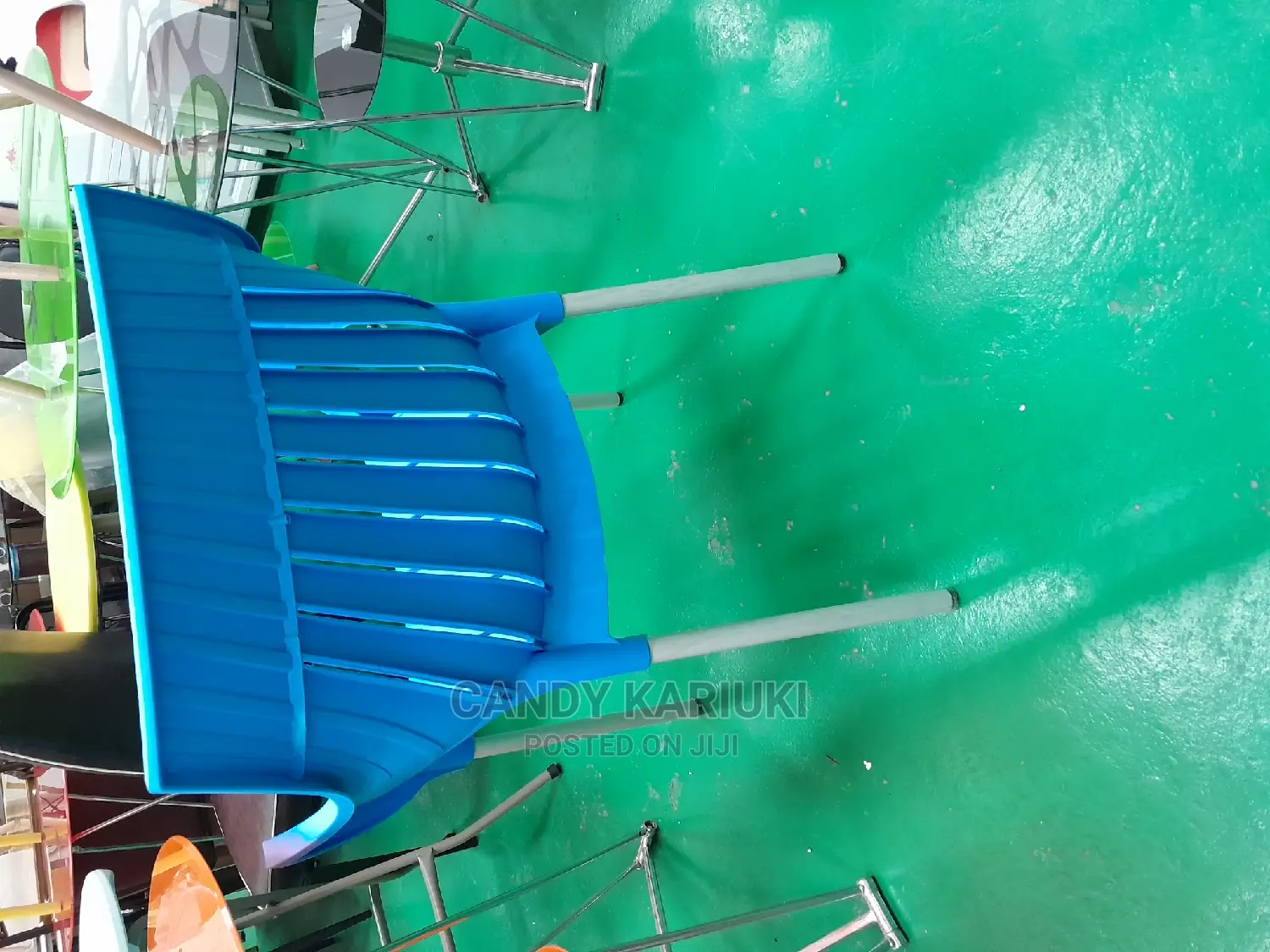 Blue Plastic Chair With Arms