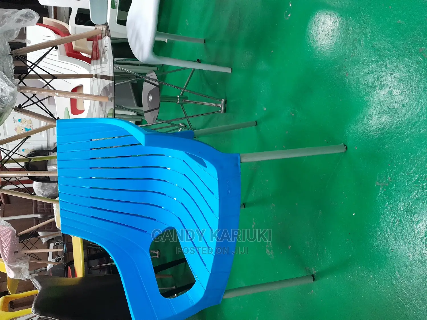 Blue Plastic Chair With Arms