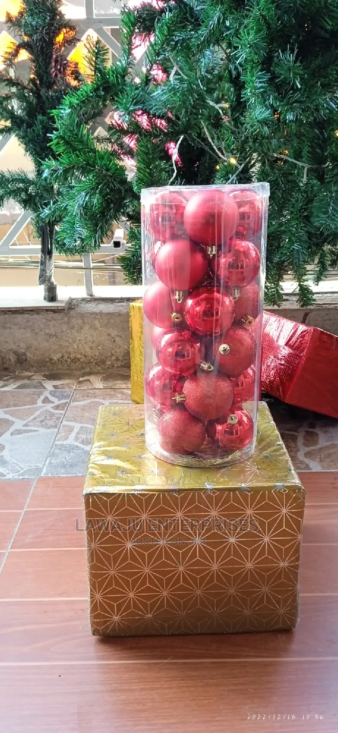 Red Glamarous Christmas Decorations Balls Set