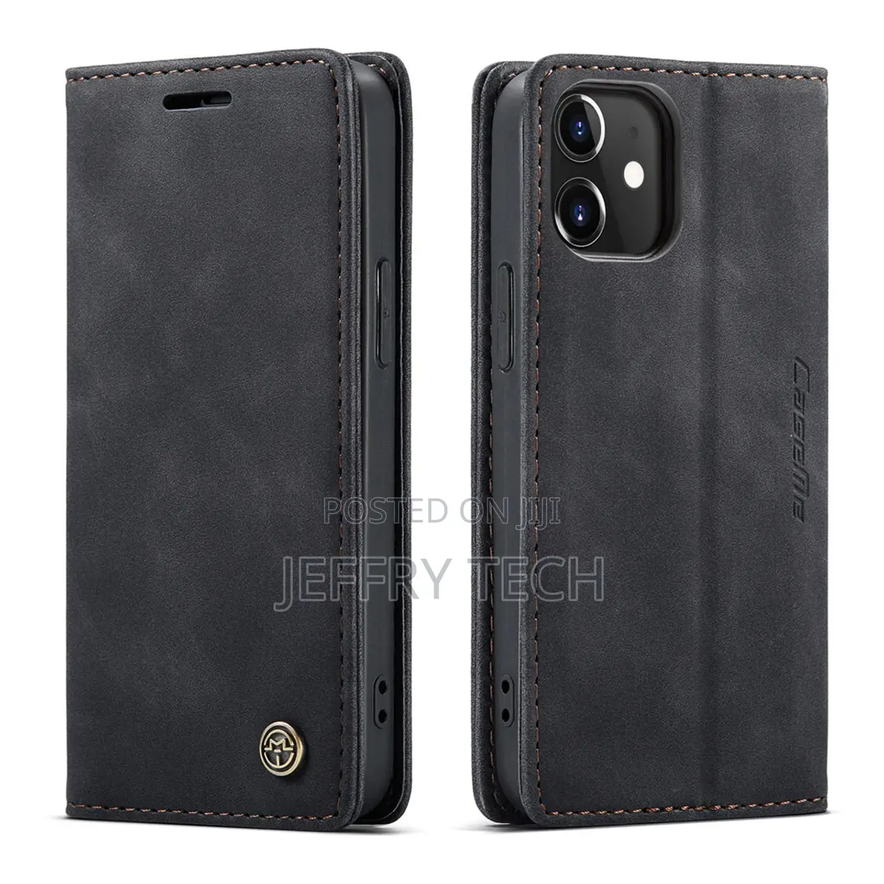 Black iPhone 12 Pro Genuine Caseme Compact Flip Wallet Case