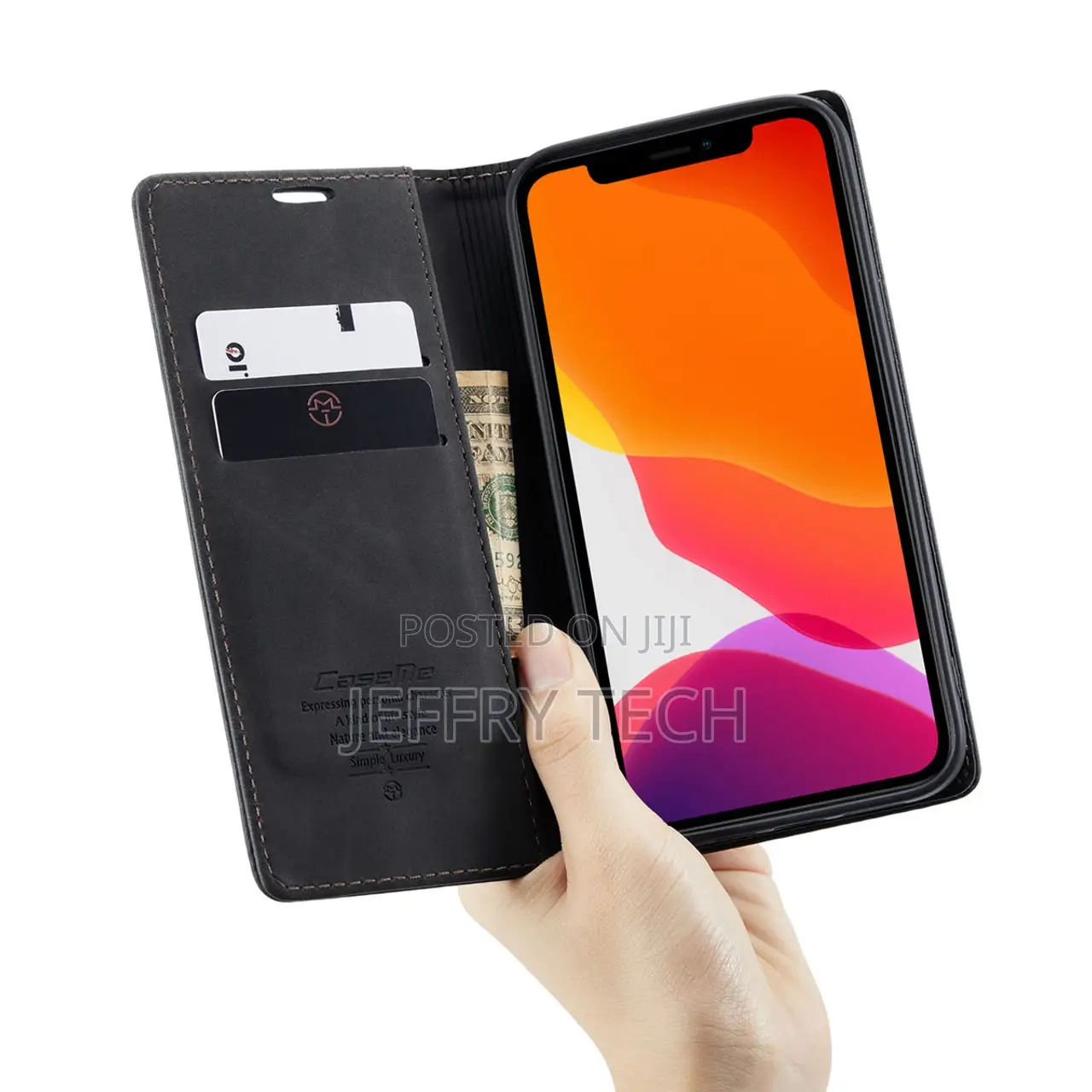 Black iPhone 12 Pro Max Genuine Caseme Compact Flip Wallet C