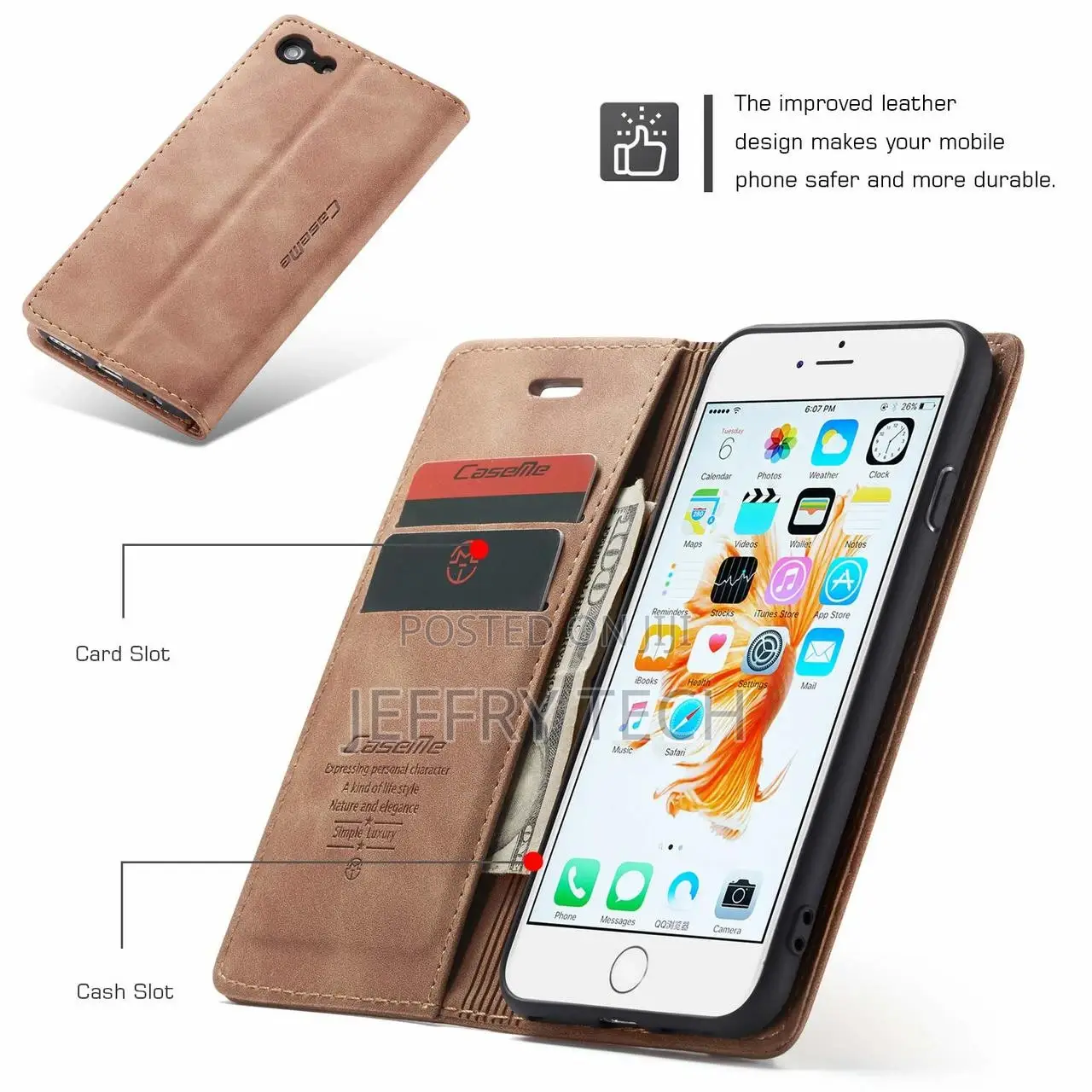 Brown iPhone 6 Plus / 7 Plus / 8 Plus Caseme Slim 2 Card Slo