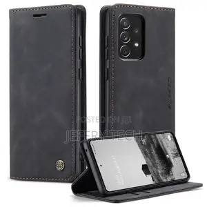 Black Galaxy A73 5G Caseme Slim Magnetic Classy Wallet Case