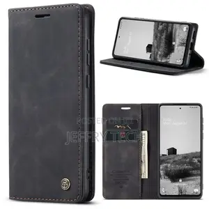 Black Galaxy A73 5G Caseme Slim Magnetic Classy Wallet Case