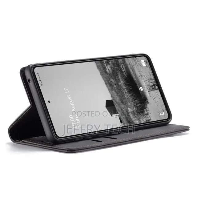 Black Galaxy A73 5G Caseme Slim Magnetic Classy Wallet Case