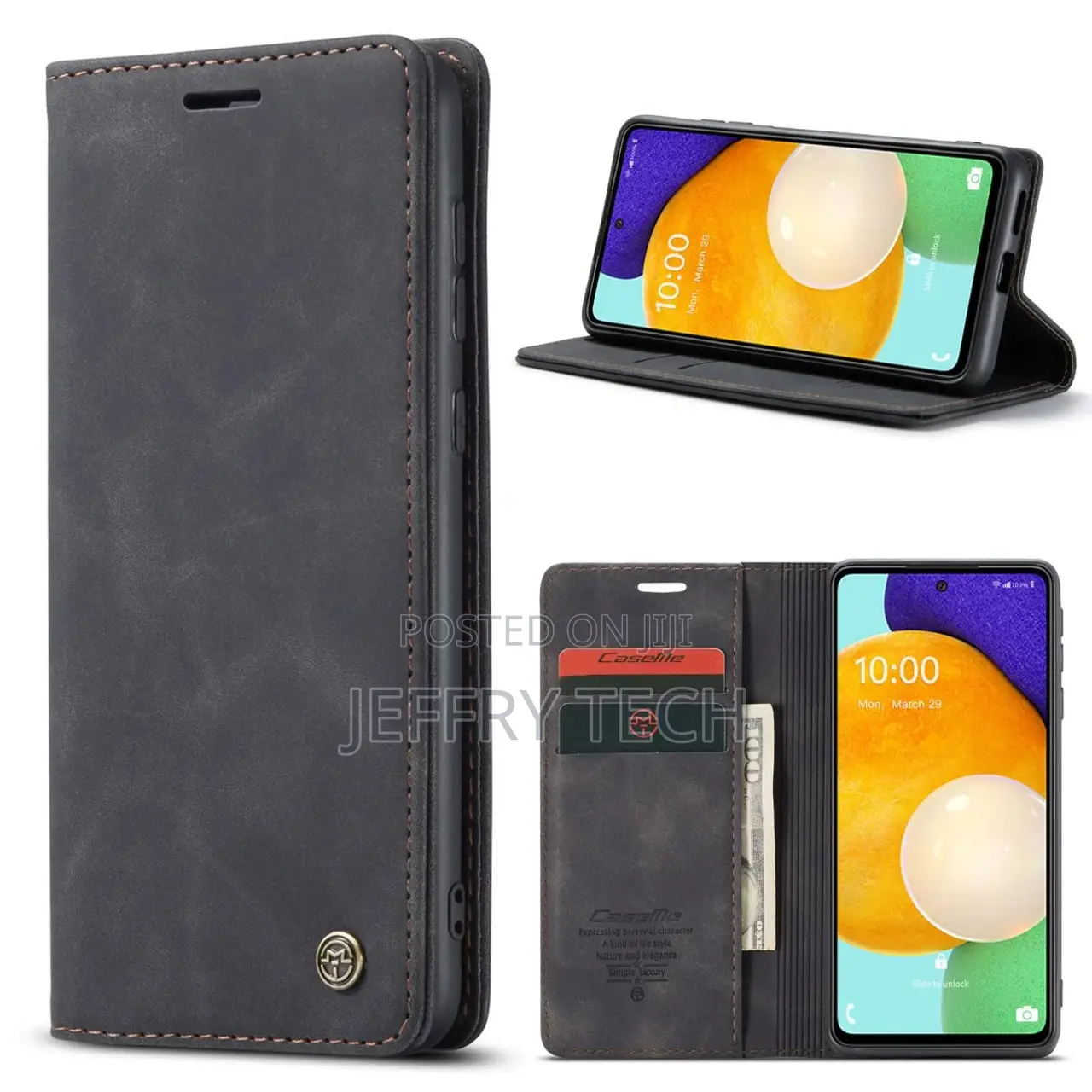 Black Galaxy A53 5G Caseme Compact Flip Magnetic Wallet Case