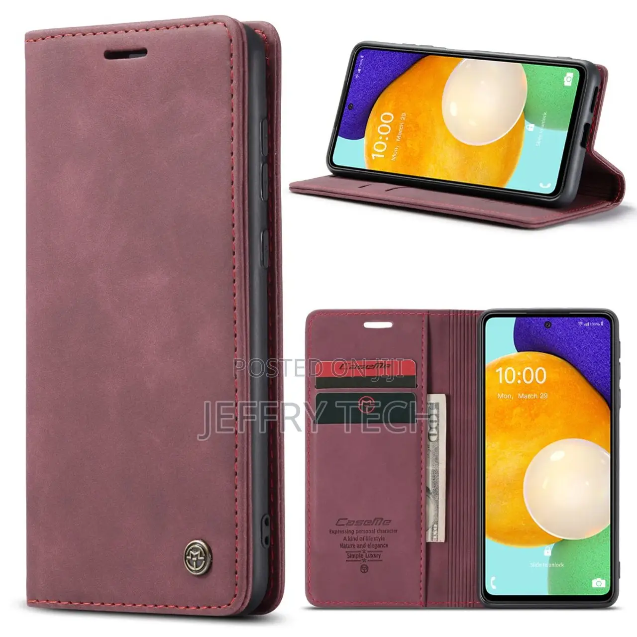 Wine Caseme Slim Soft Wallet Case Cover for Galaxy A53 5G