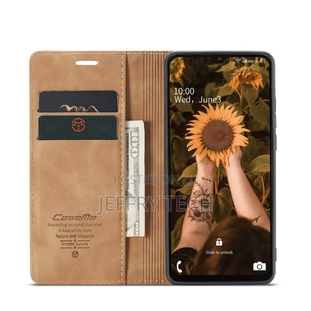 Brown Galaxy A23 Caseme Soft Matte Quality Wallet Case