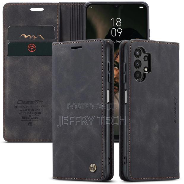 Black Galaxy A13 Caseme Compact Flip Wallet Case - main view