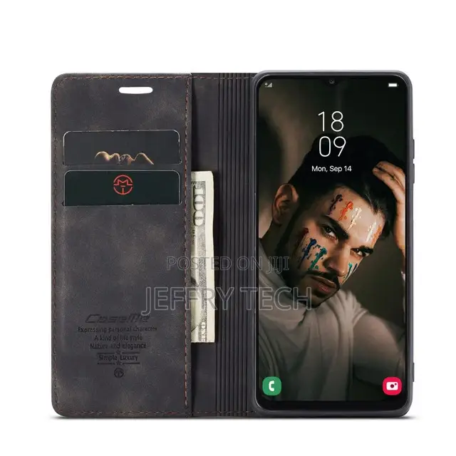 Black Galaxy A13 Caseme Compact Flip Wallet Case
