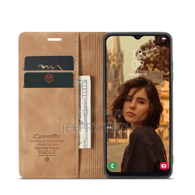 Brown Galaxy A13 Caseme Slim Quality 2 Card Slot Wallet Case