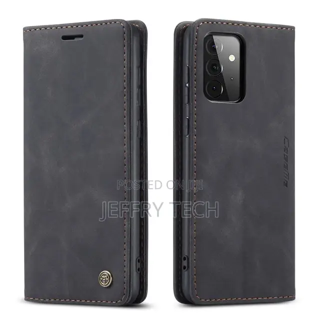 Black Galaxy A72 Caseme Slim Magnetic Classy Wallet Case