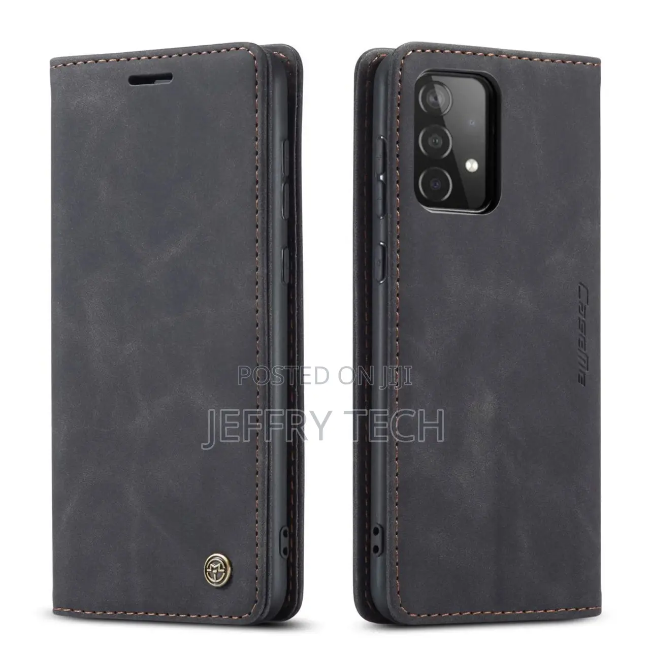 Black Galaxy A52 Caseme Soft Matte Exceptional Wallet Case