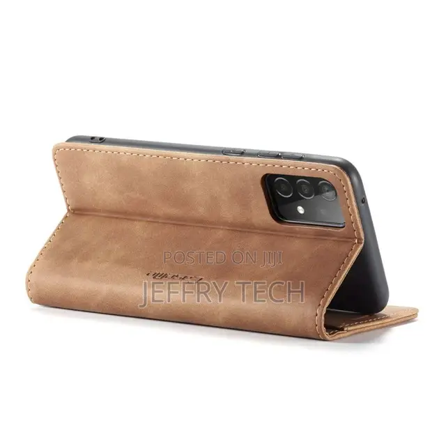 Brown Caseme Slim Magnetic Classy Wallet Case for Galaxy A52