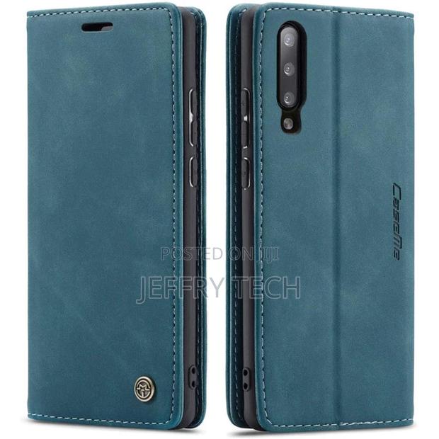 Blue Galaxy A70 Caseme Premium Compact Flip Wallet Case Card - main view