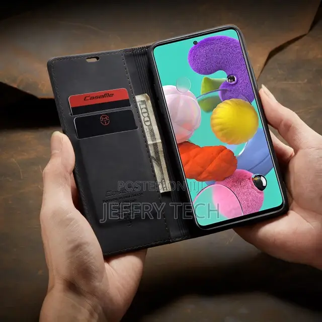 Black Galaxy A71 Caseme Compact Flip Exceptional Wallet Case