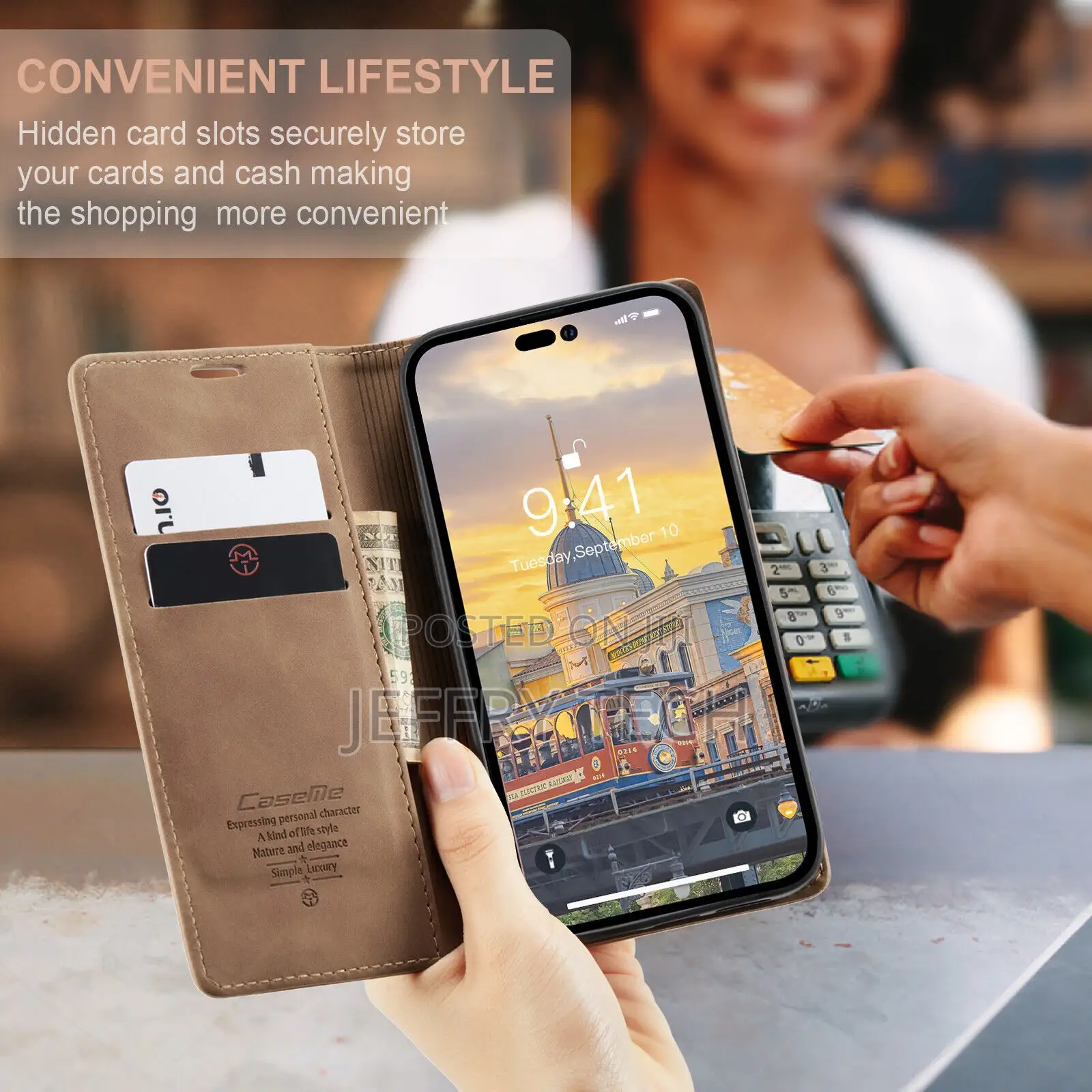 Caseme for Samsung Galaxy NOTE 10 Case Leather Magnetic Wall