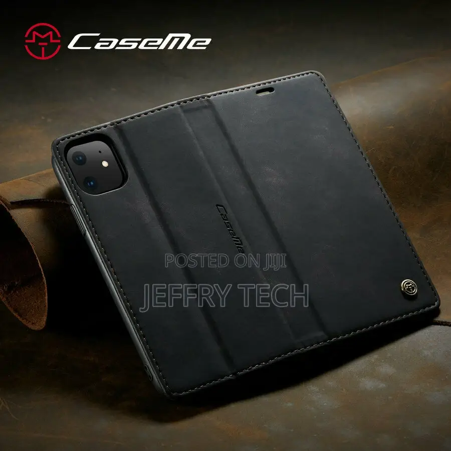 For iPhone 12 Caseme Original Flip Case Retro Magnetic Card