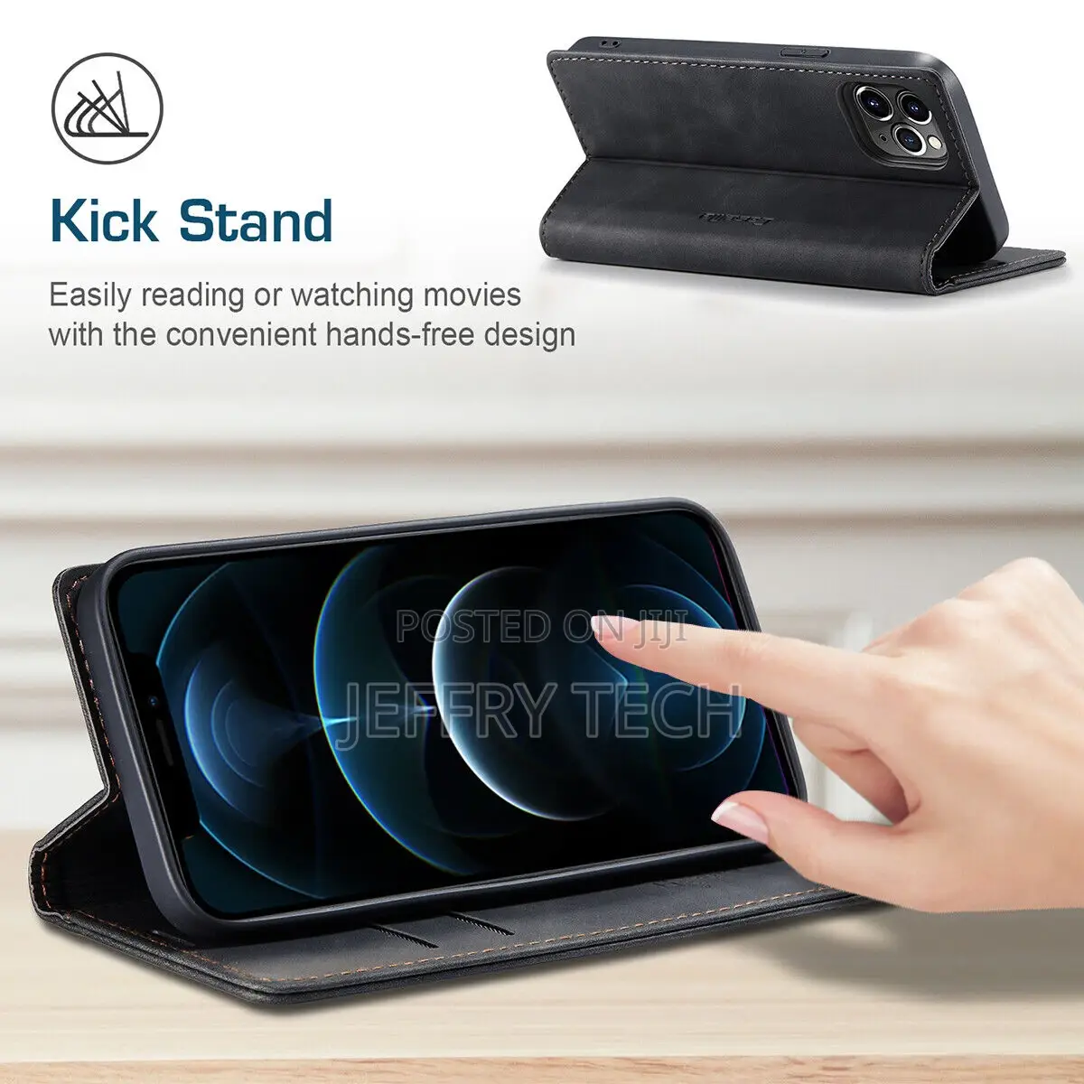 For iPhone 12 Pro Magnetic Leather Flip Card Wallet