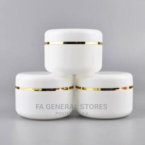 White Pet Jars With Strips - thumbnail 2