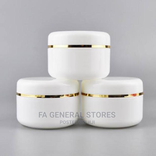 White Pet Jars With Strips - main view