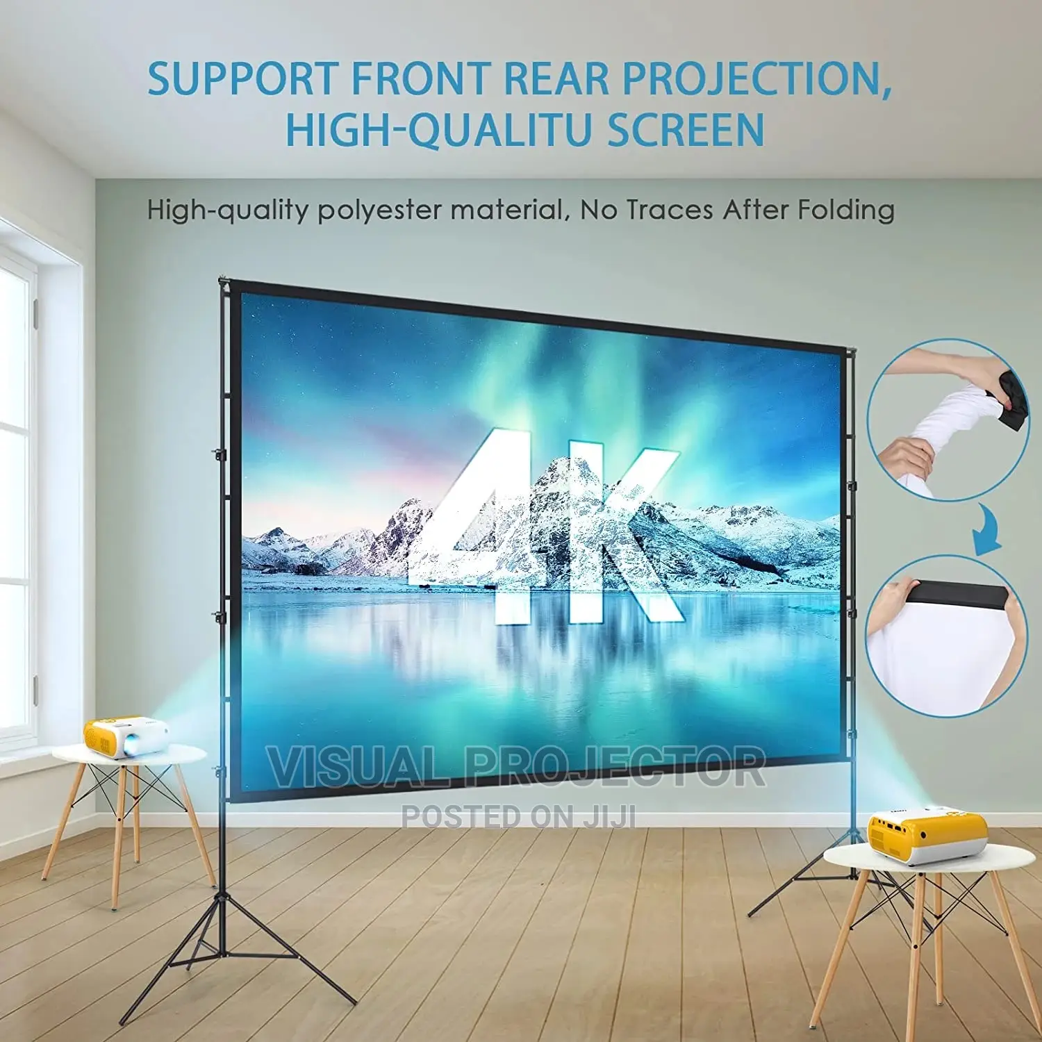 Projector Screen and Stand 100 Inch, 225 X 125 Cm