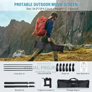 Projector Screen and Stand 100 Inch, 225 X 125 Cm