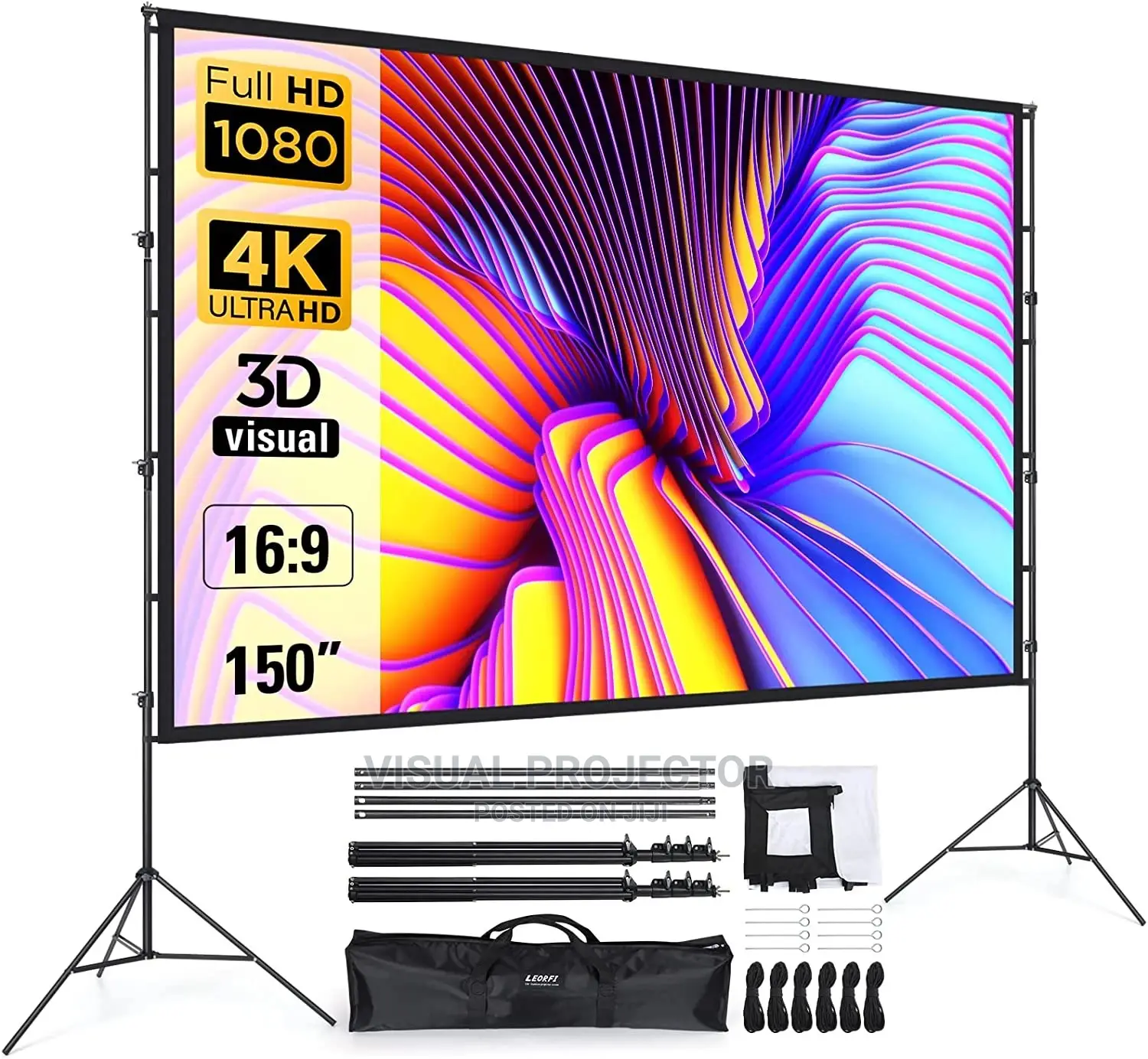 Projector Screen and Stand 100 Inch, 225 X 125 Cm