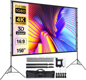 Projector Screen and Stand 100 Inch, 225 X 125 Cm